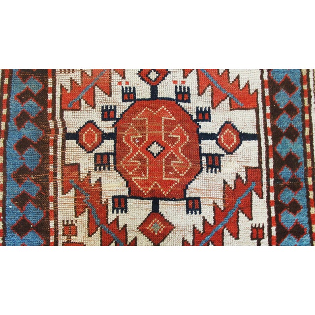 Tribal Antique Kazak/ Caucasian Runner, 3'10" X 11'1" For Sale - Image 3 of 9