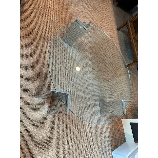 Vintage 1980's Pace Chrome and Glass Round Coffee Table For Sale - Image 11 of 12
