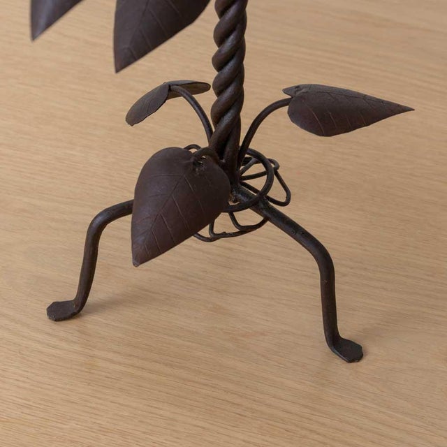 1930s Pair of French Iron Leaf Candlesticks For Sale - Image 9 of 14