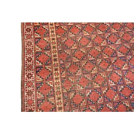 Wonderful Red Color With Rhombus Geometric Design Antique Asian Ersari Beshir Rug For Sale - Image 9 of 12