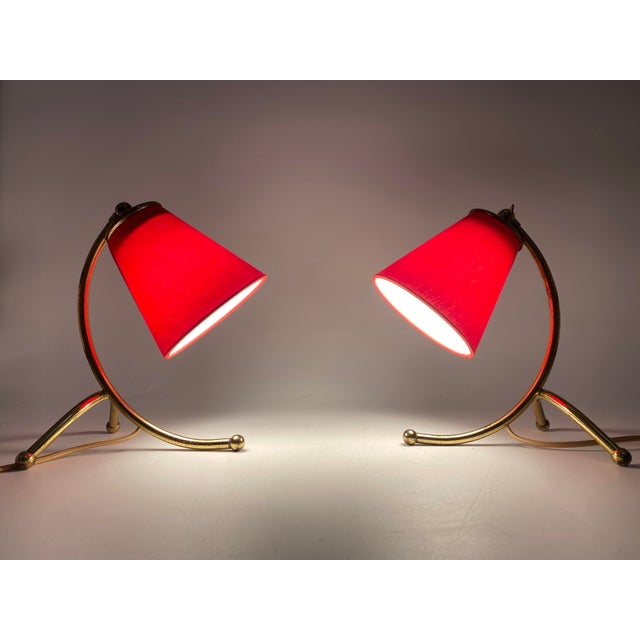 Vintage Table Lamps with Organically Shaped Brass Bases, 1950s, Set of 2 For Sale - Image 4 of 17