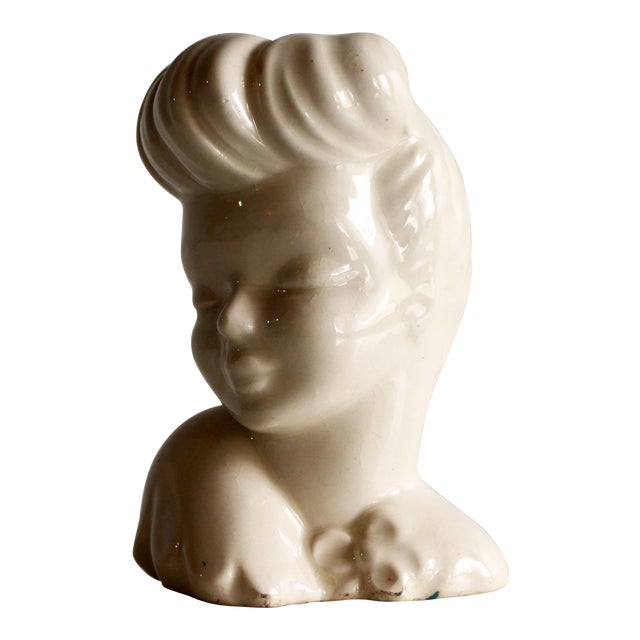 Mid Century Modern White Ceramic Head Vase / Planter Chairish
