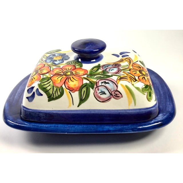 Vintage Hand-Painted Butter Dish or Condiment Holder by Olaria For Sale - Image 13 of 13