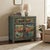 Chinese Distressed Turquoise Blue Old Graphic Credenza Cabinet For Sale - Image 10 of 11