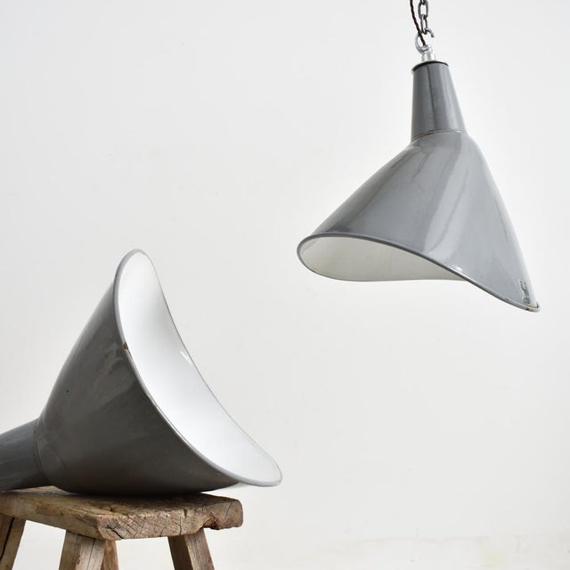 Industrial Grey Elliptical Benjamin Pendant Light, 1950s For Sale - Image 4 of 5