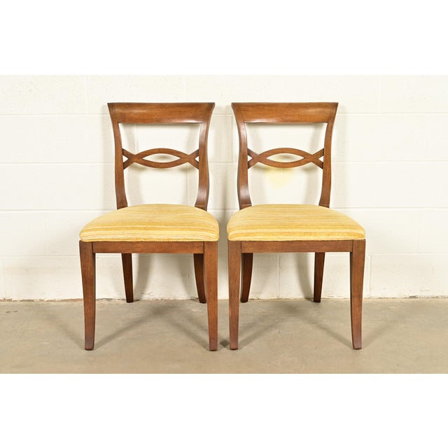 English Kindel Furniture Style Regency Carved Walnut Side Chairs or Dining Chairs, Pair For Sale - Image 3 of 13