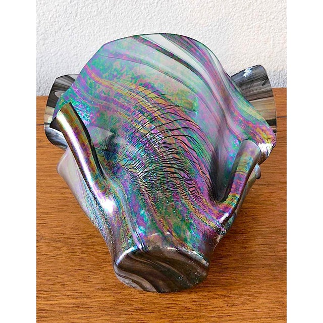 1990s Iridescent “Handkerchief” Art Glass Vase, Oil Slick Finish For Sale - Image 10 of 14