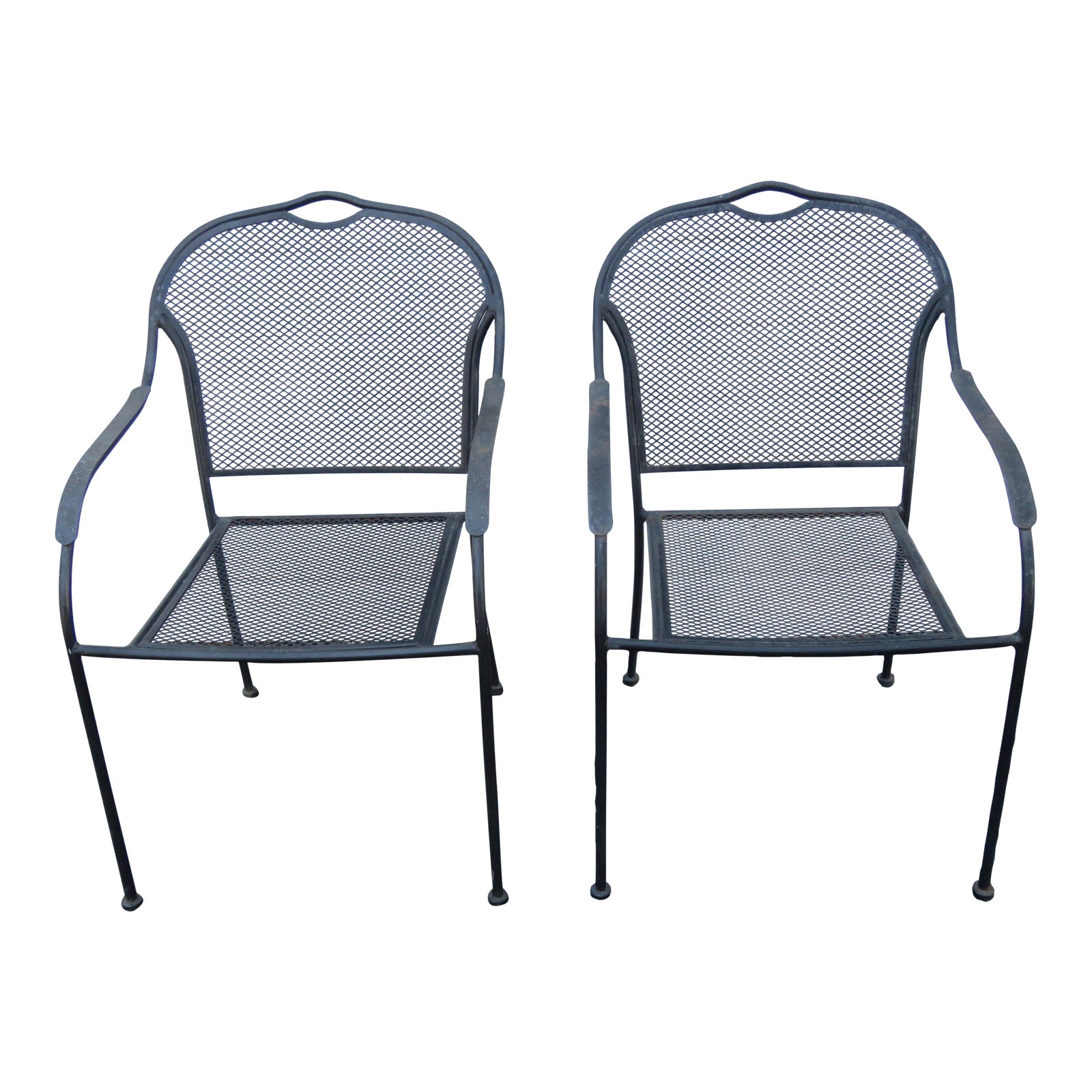 Mid century modern outdoor metal chairs a pair 4930 chairish