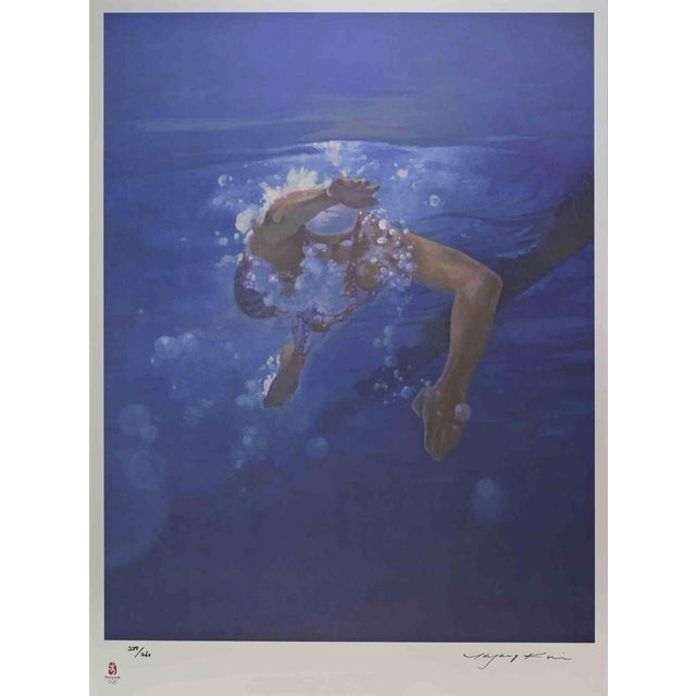 Swimmer is an original contemporary artwork realized by Kim Hyang in 2008 Mixed colored lithograph Hand signed and...