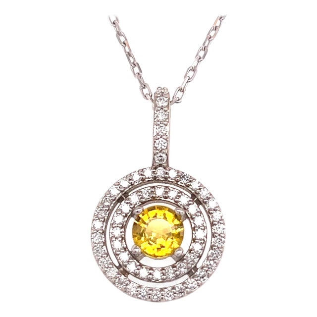 Natural Sapphire Diamond Necklace 14k Gold 1.51 TCW Certified For Sale