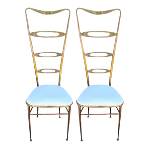 1960s Pair of Italian Modern Brass Chiavari Chairs