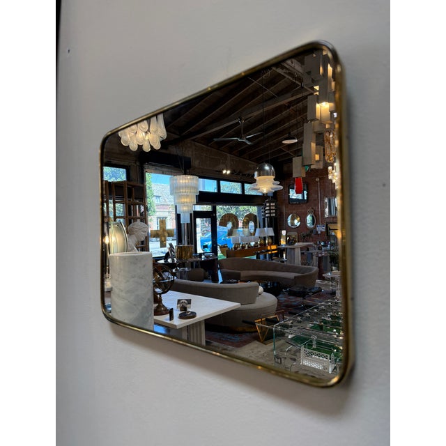 Rectangular Brass Framed Mirror, 1950s For Sale - Image 4 of 9