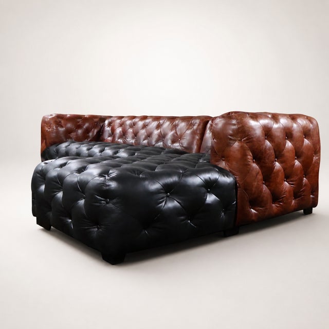 2020s Loom Noir Pavé Two-Tone Leather Sectional For Sale - Image 5 of 8