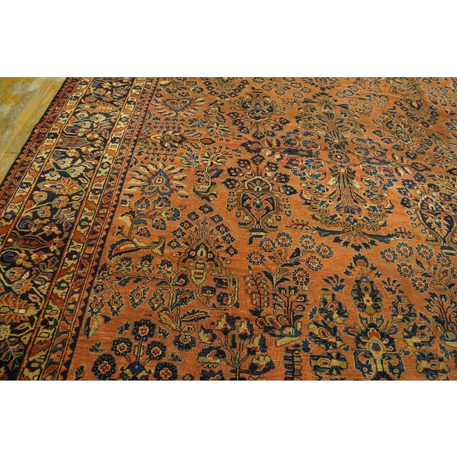 1920s Raspberry Pink Classic Medallion Antique Persian Sarouk Carpet 9' 6" X 12' Knotted Wool Rug For Sale - Image 9 of 9