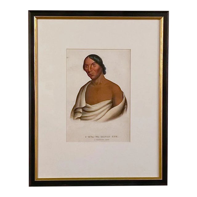 "O-Hya-Wa-Mince-Kee, a Chippewa Chief" McKenney & Hall Engraving of a Native American, 19th Century For Sale