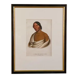 "O-Hya-Wa-Mince-Kee, a Chippewa Chief" McKenney & Hall Engraving of a Native American, 19th Century