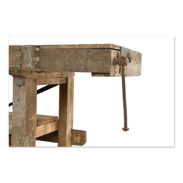 Wood Vintage Oak Workshop Bench For Sale - Image 7 of 8