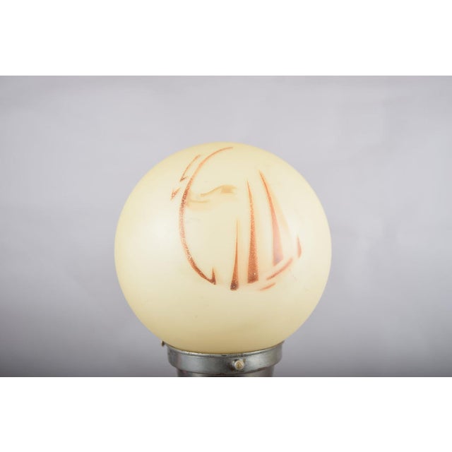 1920s Vintage Art Deco Machine Age Table Lamp with Frosted Glass Globe, 1920s For Sale - Image 5 of 16