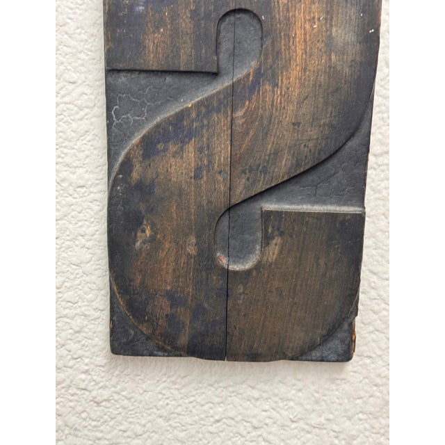 Letter "S" Woodblock Wall Hanging, Vintage For Sale In San Francisco - Image 6 of 12