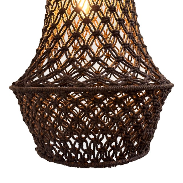 Chocolate Macrame Margo Pendant Light Large For Sale In Los Angeles - Image 6 of 10