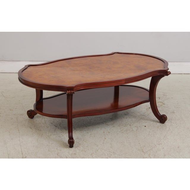 Traditional Gorgeous Burl Wood 2 Tier Coffee Table For Sale - Image 3 of 16