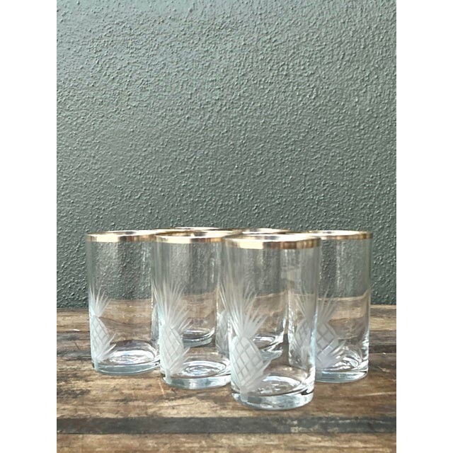 Vintage Etched Pineapple Glasses - Set of 6 For Sale - Image 4 of 12