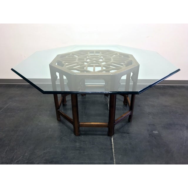 THOMASVILLE Mystique Asian Chinoiserie Octagonal Glass Top Dining Table