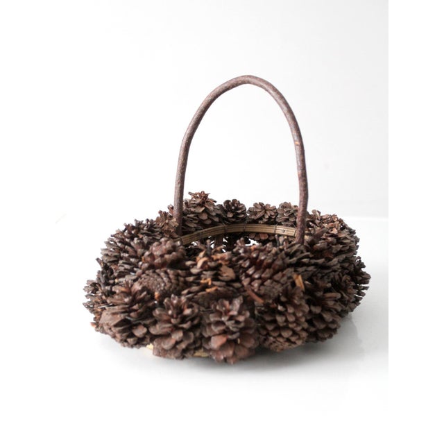 Vintage Handmade Pinecone Basket For Sale - Image 6 of 15