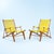 These bright yellow spaghetti lounge chairs embody the playful elegance of mid-century modern design. Crafted from solid...