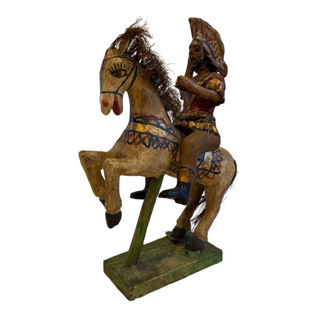 Antique Mexican Folk Art Santos Matamoros on Horse For Sale