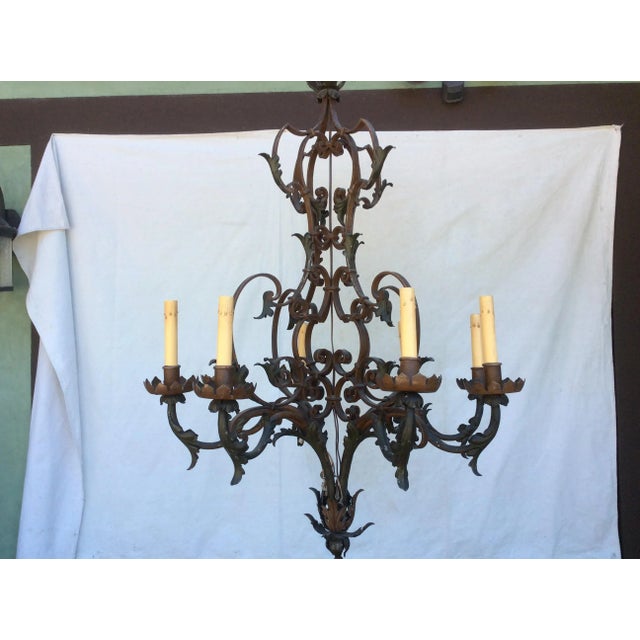 Vintage Scrolling Iron Chandelier For Sale - Image 11 of 11