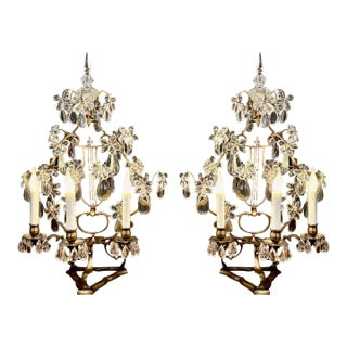 Pair Large French Bagues-Style Gilt Bronze Girandoles For Sale