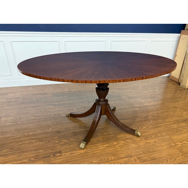 2020s Oval Walnut Dining/Breakfast/Foyer/Game Table by Leighton Hall - Showroom Sample For Sale - Image 5 of 8