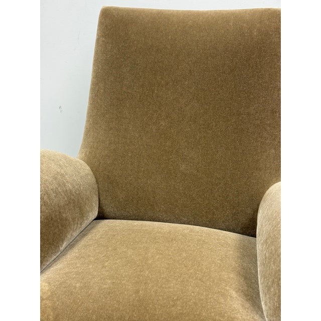 Brown Art Deco Style Mohair High Back Club Chair, Vintage For Sale - Image 8 of 12