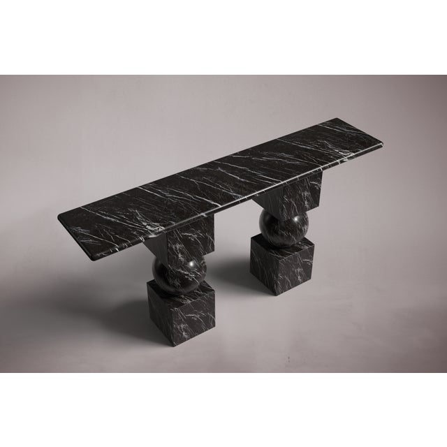 Axis Alexander Black Marble Console Table 63" For Sale - Image 4 of 5