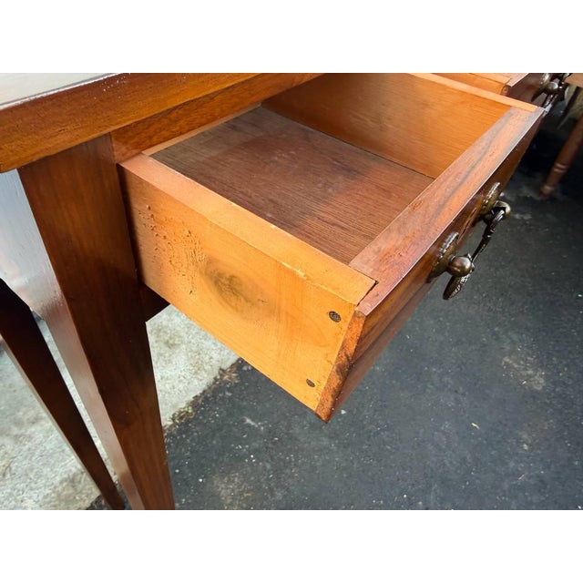 Late 20th Century Custom Made Mahogany Hepplewhite Style 3 Drawer Console Table For Sale - Image 16 of 18