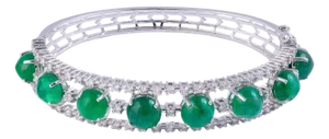 15.18 Carats Natural Zambian Emerald and 1.59 Cts Diamond Bracelet in 14k Gold