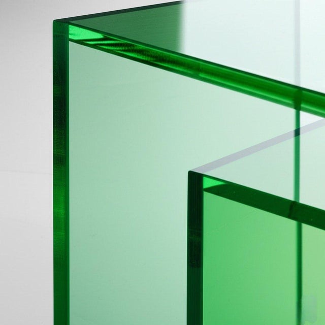 Acrylic Double-Decker Transparent Green Console For Sale - Image 6 of 6