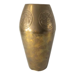 Early 20th Century German Art Nouveau Jugendstil Wmf Hammered Brass Vase