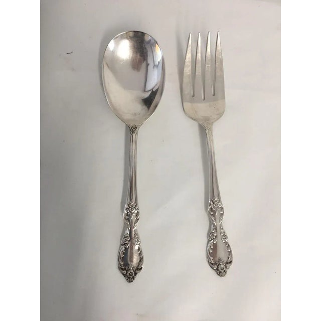 Elegant Vintage Rose Pattern Silver Plated Set Of 2 Serving Utensils Makes Mark Reads "Wm Rogers Mfg Co. Extra Plate...