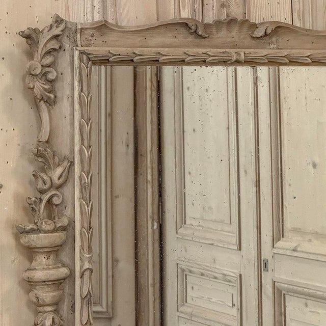 Antique Italian Hand-Carved Mirror in Stripped Walnut For Sale - Image 9 of 14