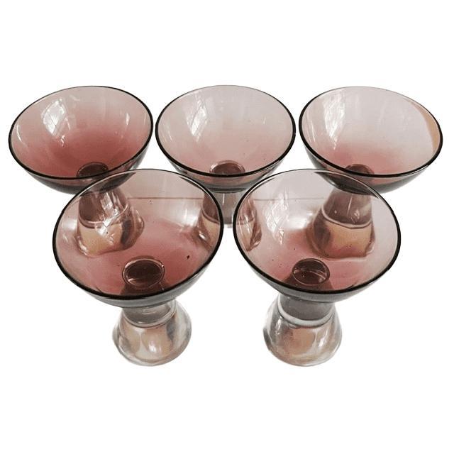Glass Vintage Art Deco Glass Carafe and Glasses in Mulberry Purple, 1950s, Set of 6 For Sale - Image 7 of 14