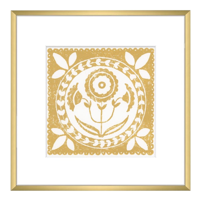 12x12" Framed Mustard Yellow and White Daffodil Flower Art Print Botanical Wall Decor For Sale