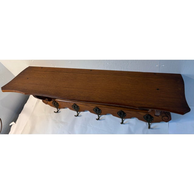 Early 20th Century Vintage French Coat or Pot Rack With Bonus Shelf For Sale - Image 5 of 9