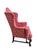 Queen Anne Elegant Queen Anne Wingback Chair in Coral Damask Upholstery With Carved Mahogany Frame For Sale - Image 3 of 12