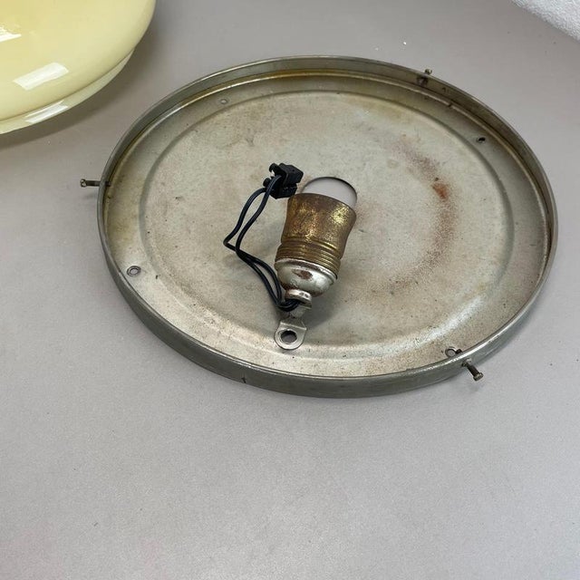 Large Modernist Art Deco Metal Plafoniere Flush Mount, France, 1920s For Sale - Image 8 of 18