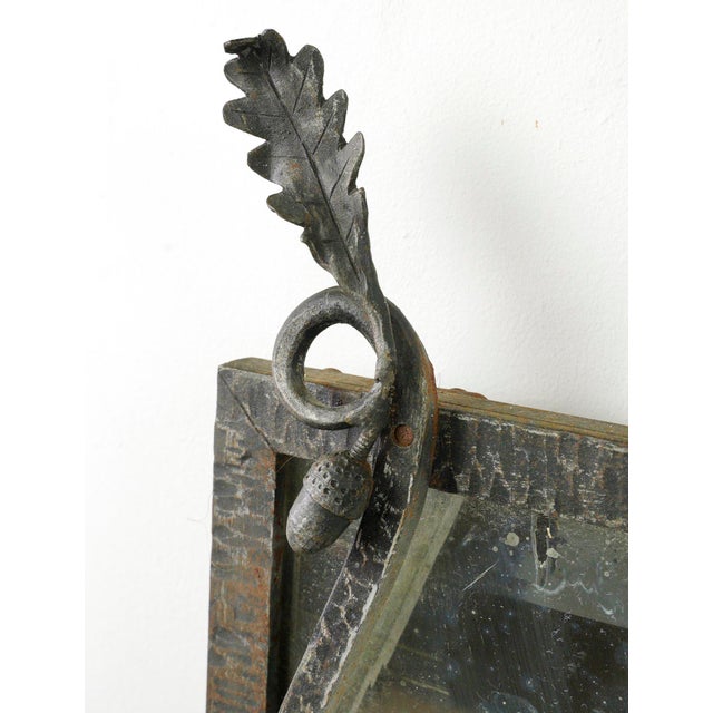 Vintage European French Art Deco Wrought Iron Wall Mirror For Sale - Image 4 of 12