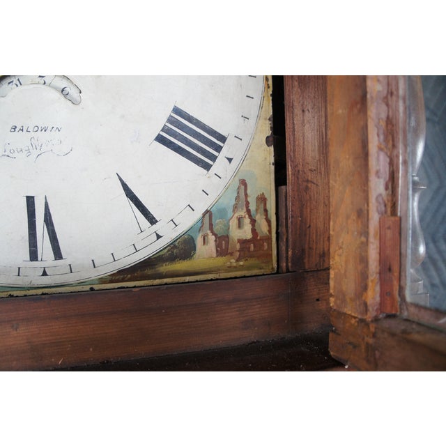 Antique English Georgian Quartersawn Oak Baldwin Loughborough Longcase Clock 85" For Sale - Image 9 of 18