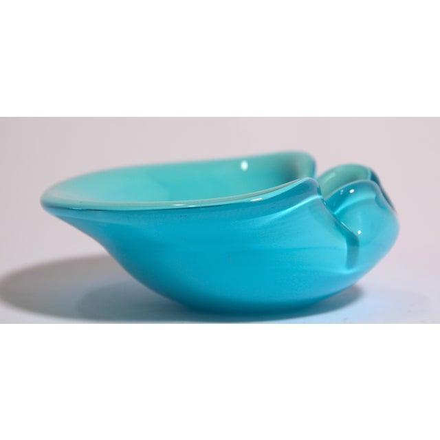 Alfredo Barbini Murano Handblown Art Glass Turquoise Ashtray