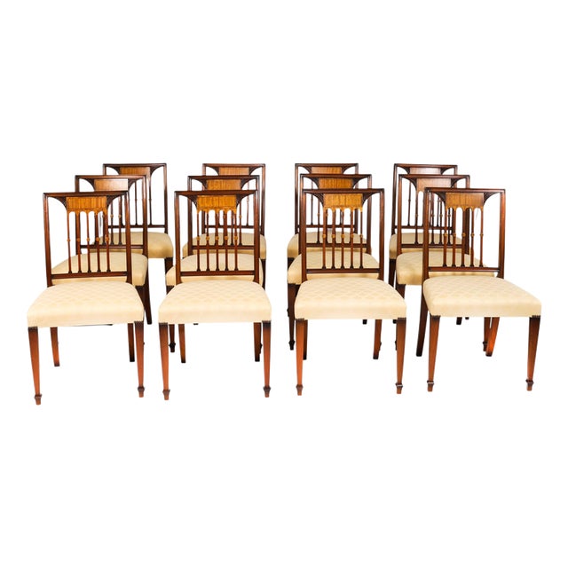 Vintage Late 20th Century Sheraton Revival Dining Chairs from Harrods, Set of 12 For Sale